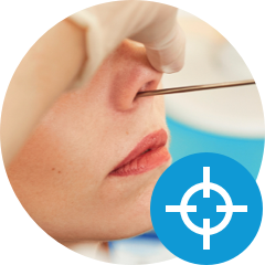 Nasal endoscopic examination and target icon